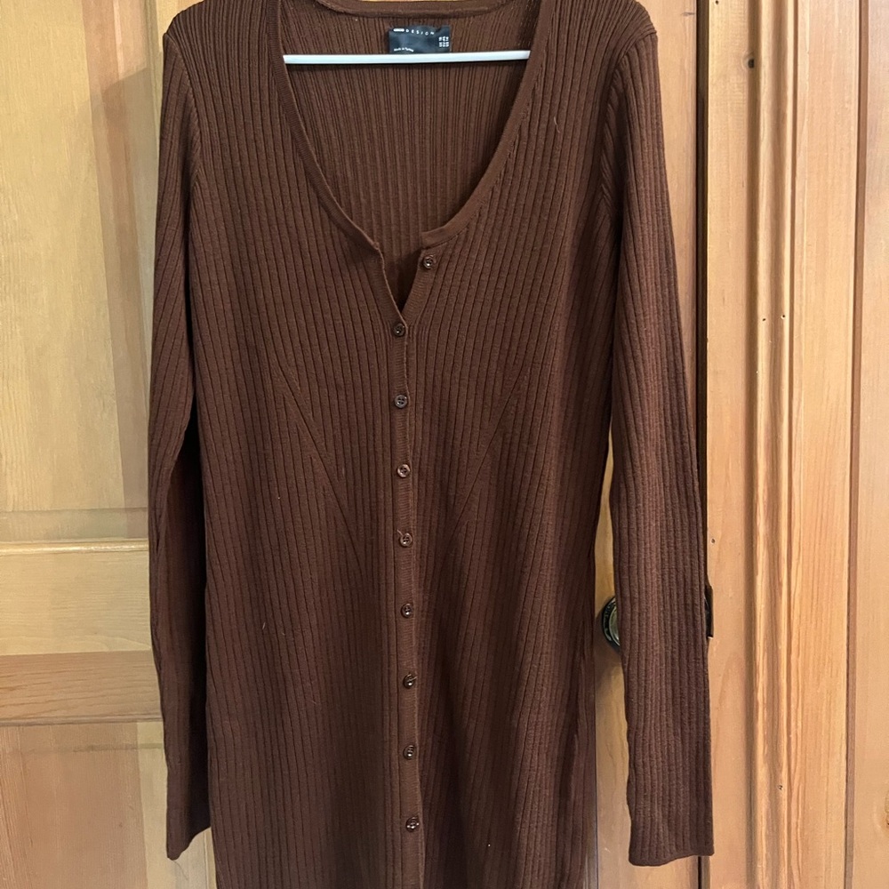 ASOS Brown Ribbed Midi Dress